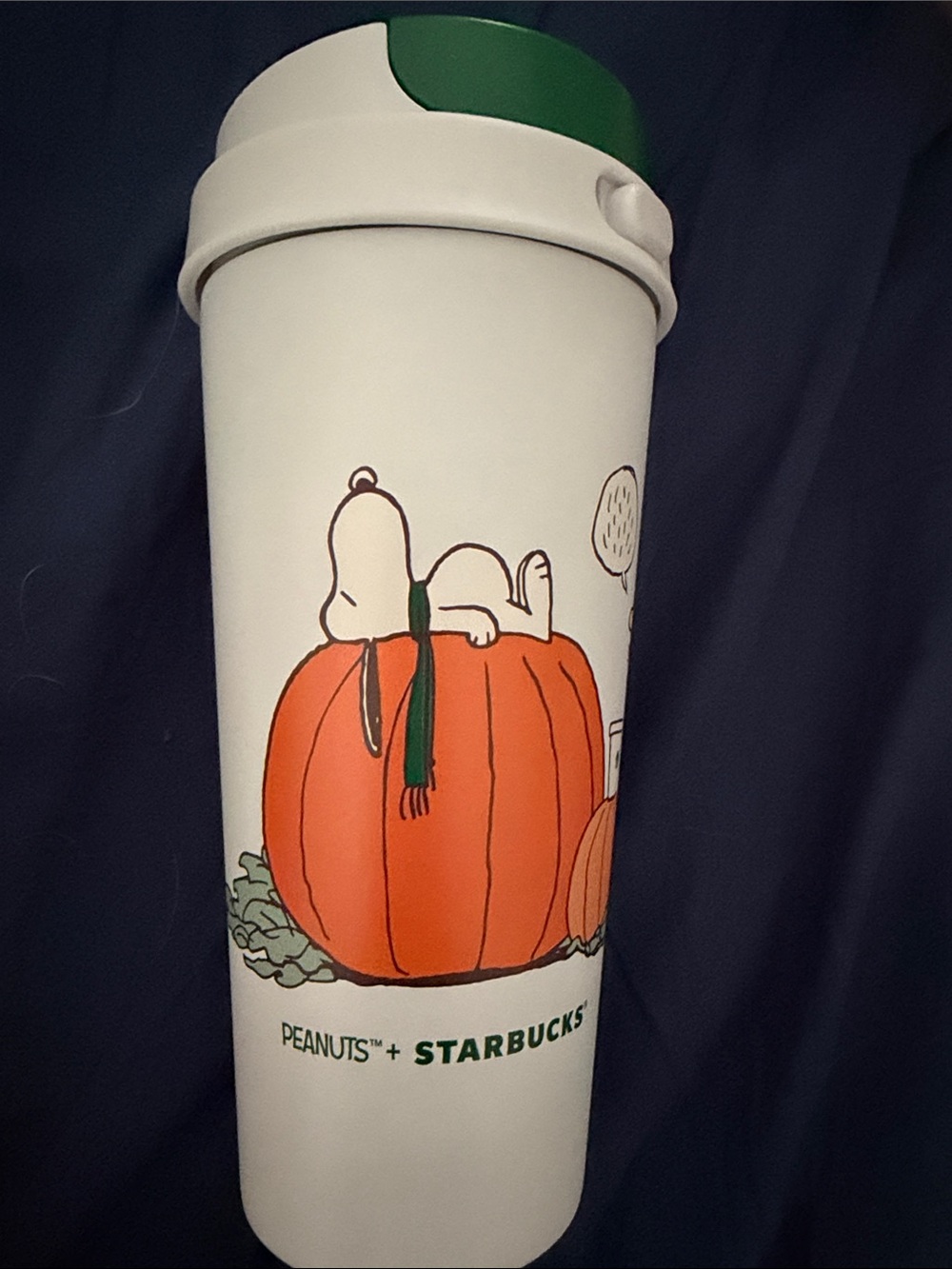 Starbucks Peanuts White & Green Halloween Travel Tumbler